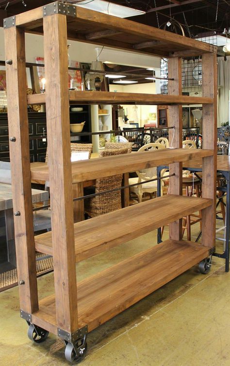 Diy Shop Shelving, Homemade Wooden Storage Shelves, Diy Store Shelves, Open Back Bookcase, Diy Wood Shelving Unit, Diy Retail Display Shelves, Diy Retail Shelving, Rustic Retail Display, Farm Shelves