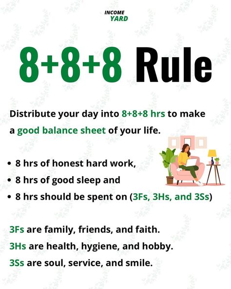 The 8+8+8 Rule, 8 8 8 Rule, Best Self Help Books, Vie Motivation, Positive Quotes For Life Motivation, Personal Improvement, Books For Self Improvement, Louise Hay, Skills To Learn