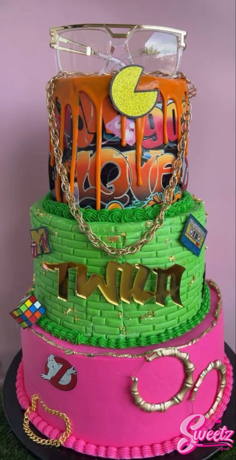 40 Year Old Birthday Theme, 90's Theme Graduation Party, Freaknik Birthday Cake, 90s Freaknik Party, Sweet 16 90s Theme, Freaknik Cake, Freaknik Birthday Party, 90s Birthday Cake Ideas, Freaknik 90s Party Decorations