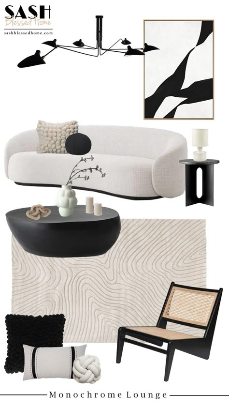 Monochrome Living Room, Materials Board Interior Design, Home Office Design Ideas, Office Design Ideas, Black And White Living Room, Monochrome Interior, Board Designs, Interior Design Boards, My Mood