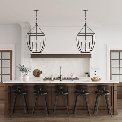 Millennium Lighting Kelsey 4 Light Pendant Fixture - 31.75 Inch - Bed Bath & Beyond - 39986647 Over Island Lighting, Modern Spanish Decor, Entryway Pendant Lighting, Lights Over Island, Beams Living Room, Transitional Kitchen Island Lighting, Lights Over Kitchen Island, Kitchen Island Lights, Modern Farmhouse Lighting