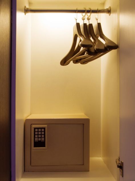 12 Smart Places to Hide a Safe  ||  Keep the whereabouts of your valuables on lock with these secret storage ideas https://www.bobvila.com/slideshow/12-smart-places-to-hide-a-safe-53100?slide_name=12-hidden-safes-that-can-thwart-burglars& Closet Safe Ideas, Secret Storage Ideas, Storage Ideas For Bedrooms, Closet Safe, Safe Ideas, Safe Lockers, Hidden Storage Ideas, Secret Drawer, Small Safe