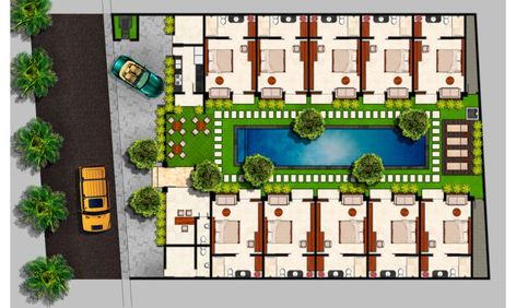 Hotel Floor Plans Pinterest - House Plans | #41789 Small Hotel Ideas Architecture, Hotel Cottage Design, Hotel Resort Design Plan, Resort Ideas Design Plan, Resort Room Floor Plan, Small Hotel Room Design Plan, Resort Cottages Design Plan, Mini Resort Design Plan, Mini Hotel Design Architecture