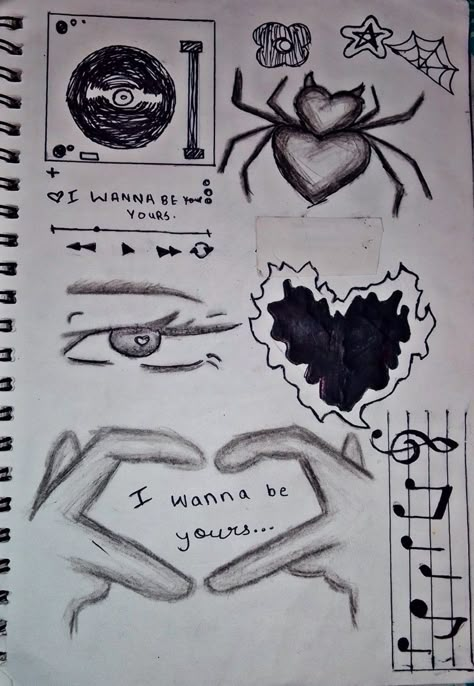 Pencil and pen drawing artistic I wanna be yours Easy Drawings For Beginners Pencil Sketch, Simple Drawings With Pen, Red Aesthetic Art Drawing, I Wanna Be Yours Journal, I Wanna Be Yours Doodle, I Wanna Be Yours Drawing Ideas, Easy Sketch Pen Drawings, Easy Drawing With Pen, Drawing Ideas Music Sketch