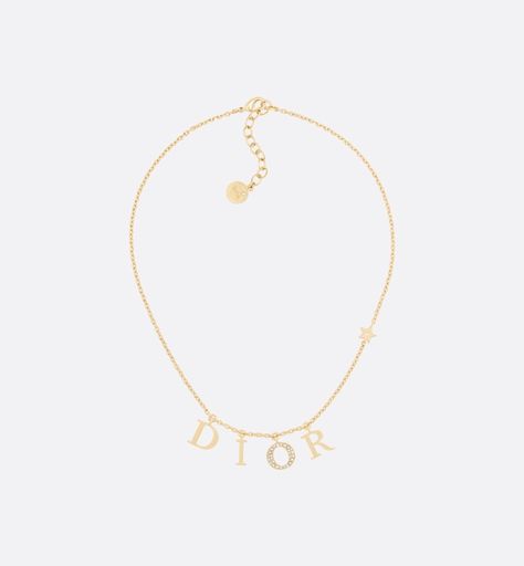 Dior Gold Necklace, Dior Necklace, Lock Necklace, Christian Dior Couture, Dior Jewelry, White Crystals, Letter Charms, Letter Necklace, Jewelry Inspo