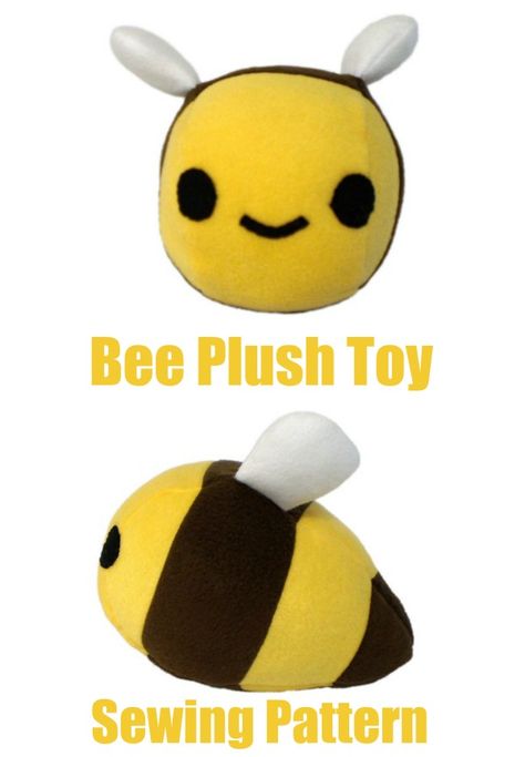 Bumble Bee Sewing Pattern Free, Insect Plush Pattern, Bee Stuffed Animal Sewing Patterns, Bumble Bee Sewing Pattern, Bee Plush Sewing Pattern, Bumble Bee Plush, Bee Sewing Projects, Easy Sew Plushies, Bee Plushie Pattern