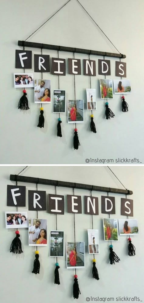 Diy Photo Wall, Photo Frame Crafts, Photo Wall Hanging, Hiasan Bilik Tidur, Deco Jungle, Wall Hanging Crafts, בר מצווה, Diy Paper Crafts Decoration, Cadeau Photo