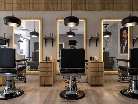 Mens Saloon Interior, Men Saloon Decor Interior Design, Barber Shop Modern Design, Men's Barber Shop Decor, Ladies Salon Interior Design, Beauty Parlour Design, Unisex Salon Interior Design, Saloon Decor Interior Design, Henna Design Tutorial