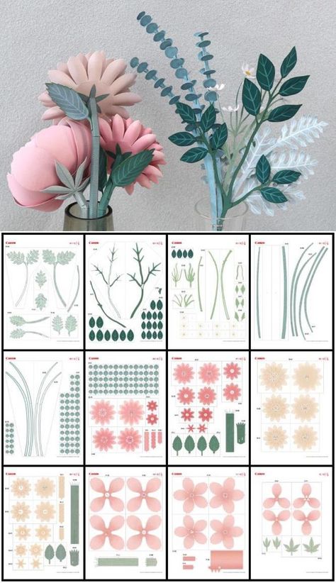 3D Paper crafts library include paper flower arrangements, 3D invites, party favor boxes, 3D decors, pop-ups, layered designs, laser cut lanterns, and more. Get All Acces FREE Trial For First Month! #3dpapercraft #3dsvg #papercraft #diy Paper Projects Diy, Paper Flower Arrangements, Flowers Easy, Desain Quilling, Paper Peonies, Flower Bouquet Diy, Paper Flower Decor, Paper Flower Crafts, Paper Bouquet