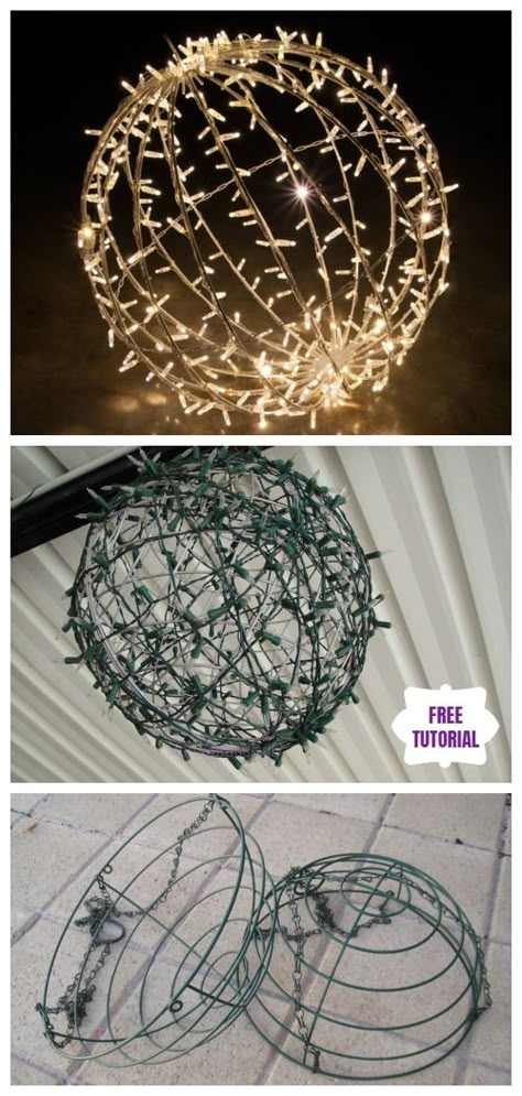 Light Balls Diy, Christmas Light Balls, Christmas Hanging Baskets, Ideas Decoracion Navidad, Fence Diy, Video Led, Outdoor Fence, Diy Christmas Lights, Lights Decoration