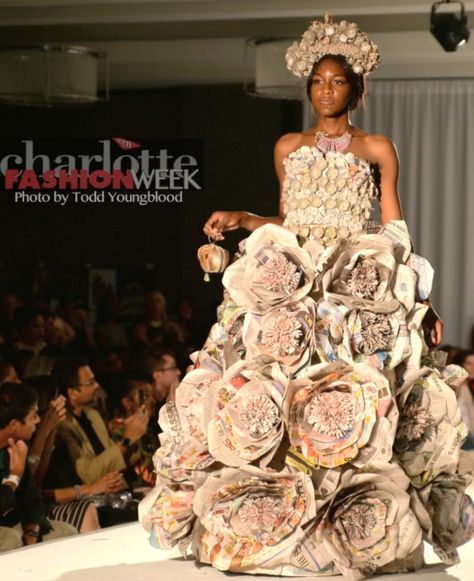 Dresses made from recycled materials.CLICK IMAGE FOR VIDEO clip of this look on the runway. Charlotte Seen Fashion Week Recyclable Designs View more fashion show featuring recycled designs and creativity. Clothes With Recycled Materials, Gown Made Of Recycled Materials, Diy Costume Recycled Materials, Fashion Show Recycled Materials, Dresses Out Of Recycled Materials, Fashion Made From Recycled Materials, Fashion With Recycled Materials, Fashion Recycled Materials Ideas, Costume From Recycled Materials