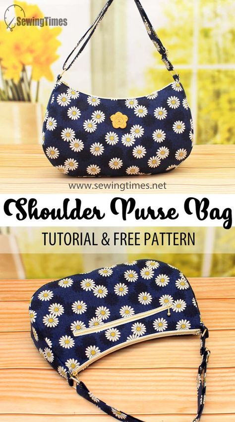 Sew Handbag Free Pattern, Sewing Patterns Handbags, Ornaments Sewing Pattern, Sewing Projects Handbags, Cloth Purses And Handbags, Purses To Sew Free Pattern, Purse Free Pattern Sewing, Free Pattern Bag Sewing, How To Sew A Shoulder Bag