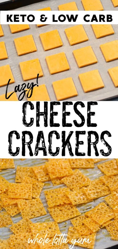 An easy keto cheese crackers recipe that just uses 2 ingredients! Making low carb cheese crackers with sliced cheese is a breeze. Keto Cheese Crisps, Keto Cheese Crackers, Cheese Cracker Recipe, No Carb Snacks, Keto Quiche, Keto Crackers, Keto Snacks Easy, Sliced Cheese, Lazy Keto