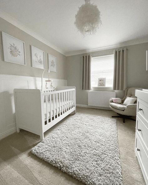 Searching for inspiration for a beautiful space for your new daughter? Check out the real nurseries on this list, and find inspiration with the perfect baby girl nursery themes. Gray And Neutral Nursery, Baby Nursery Girl Ideas, Gray And White Nursery Gender Neutral, Skimming Stone Nursery, Nursery With Gray Walls, Baby Girl Nursery Panelling, Baby Girl Nursery Small Space, Small Baby Girl Nursery, Baby Room Design Girl