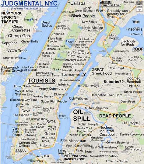 NYC stereotypes - Imgur Nyc Map, Nyc Guide, New York City Map, Map Of New York, Lessons Learned In Life, New York City Travel, Visit New York, Vintage New York, Smart Kids