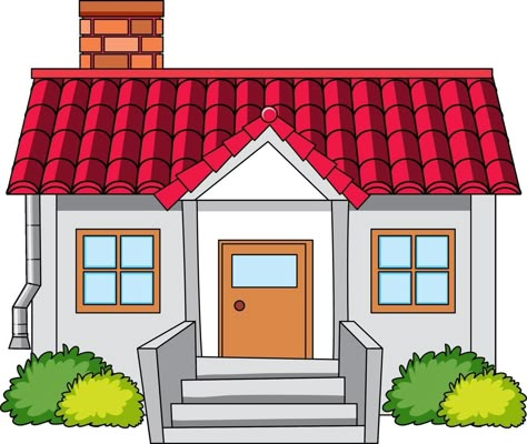 House Clipart Cute, Home Cartoon Houses, Picture Of A House, Animated House, House Animation, Houses Clipart, House Drawing For Kids, Home Cartoon, Architecture Concept Model