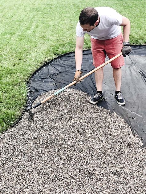 Diy Pea Gravel Patio, Pea Gravel Patio, Gravel Landscaping, Diy Backyard Patio, Gravel Patio, Pea Gravel, Backyard Fire, Small Backyard Patio, Fire Pit Backyard