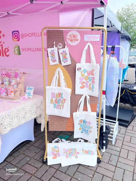 VENDOR MARKET INSPO!!🤩 | Gallery posted by Ellē Nicole | Lemon8 Market Stall Inspiration, Pop Up Market Display Ideas Food, Vendor Stands Booth Displays, Vendor Booth Table Layout, Art Vendor Set Up, Whimsical Vendor Booth, Girly Vendor Booth Ideas, Bazar Table Ideas, Craft Market Set Up Ideas