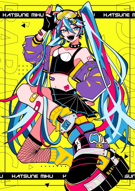 Vocaloid Characters, Japon Illustration, Miku Hatsune, 영감을 주는 캐릭터, Funky Art, Project Sekai, Cartoon Art Styles, 그림 그리기, Hatsune Miku