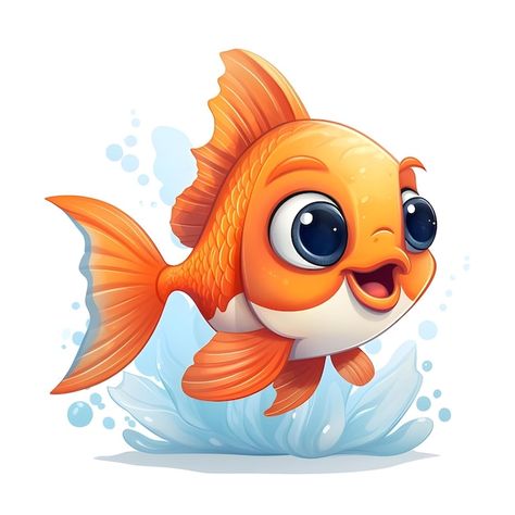 Cute Fish Illustration, Cute Fish Drawing, Fish Illustration Art, Cartoon Goldfish, Animale Marine, Turkey Handprint Craft, Goldfish Tattoo, Cute Cartoon Fish, Fish Illustrations