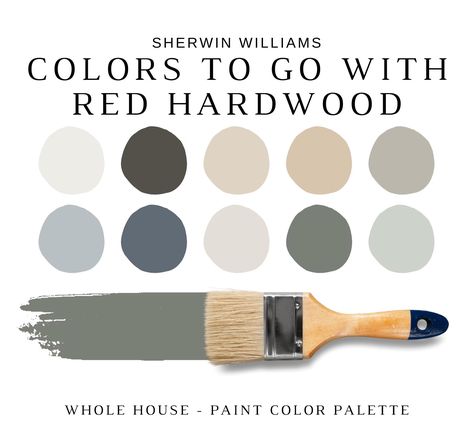 Sherwin Williams Best Neutrals for Red Oak, MAHOGANY, MAPLE, and CHERRY Hardwood, Red Oak Stain, Oak Wood Colors, Whole House Color Scheme - Etsy Whole House Color Scheme, Walnut Wood Floors, Walnut Hardwood Flooring, Red Oak Stain, Mahogany Flooring, Cherry Wood Floors, Walnut Wood Color, Red Oak Floors, Sherwin Williams Paint