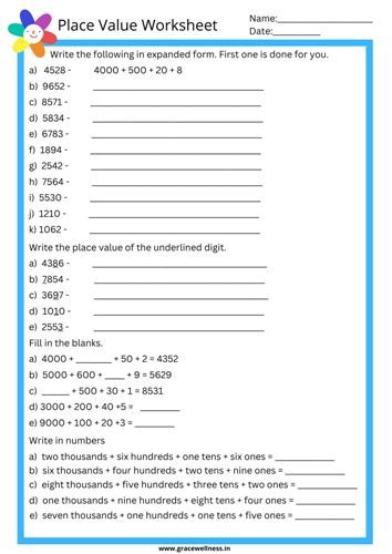 place value worksheet, grade 3 math worksheet, free printable pdf, math worksheet with answers Maths For 3rd Grade, Grade5 Math Worksheets, Class 3 Maths Worksheet Addition, Worksheet For Class 3 Maths, 4 Digit Place Value Worksheets, Worksheet For Grade 3 Maths, Number In Words Worksheet Grade 3, Grade3 Math Worksheets, Class 3rd Math Worksheet