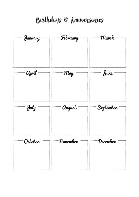 Birthday Planner | Printable | Free | A4 Birthday Planner Printable, Birthday Reminder Ideas, Birthday Tracker Printable Free, Birthday List Template, Reminder Printable, Bullet Journal On Ipad, Birthday Reminder Board, Birthday Planner, Free Printables Organization