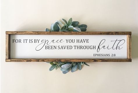 Ephesians 2 8 Sign | For It is By Grace | Scripture Art | Bible Verse Wall Decor | Grace and Faith Wood Sign | Inspirational Artwork | by KnoxandSparrow on Etsy Grace Scripture, Hope Sign, Ephesians 2 8, Scripture Wall Decor, Bible Verse Decor, Scripture Decor, Bible Verse Wall Decor, Entryway Signs, Bible Verse Signs