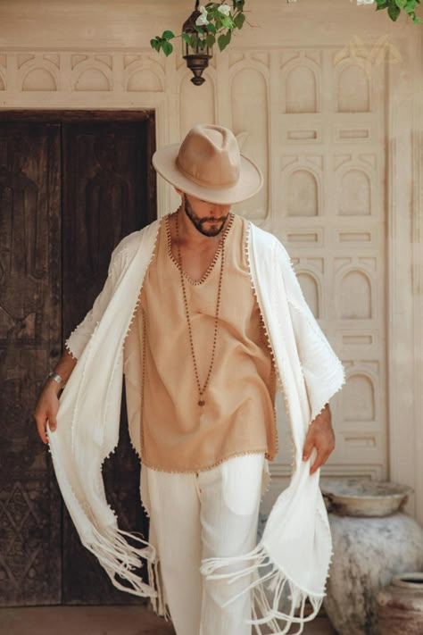 Boho Shirt for Men Raw Cotton Handmade Mens Bohemian - Etsy White Boho Men Outfit, Boho Outfits Men Bohemian, Bohemian Men Outfit, Bohemian Attire For Men, Boho Outfit Men, Bohemian Outfits For Men, Boho Outfits Men, Boho Chic Man, Mens Boho Fashion