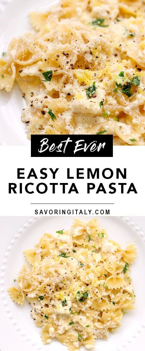 Lemon Ricotta Pasta, Pasta Lemon, Lemon Pasta Recipes, Ricotta Sauce, Spring Pasta, Light Pasta, Ricotta Recipes, Make Pasta, Pasta Sides