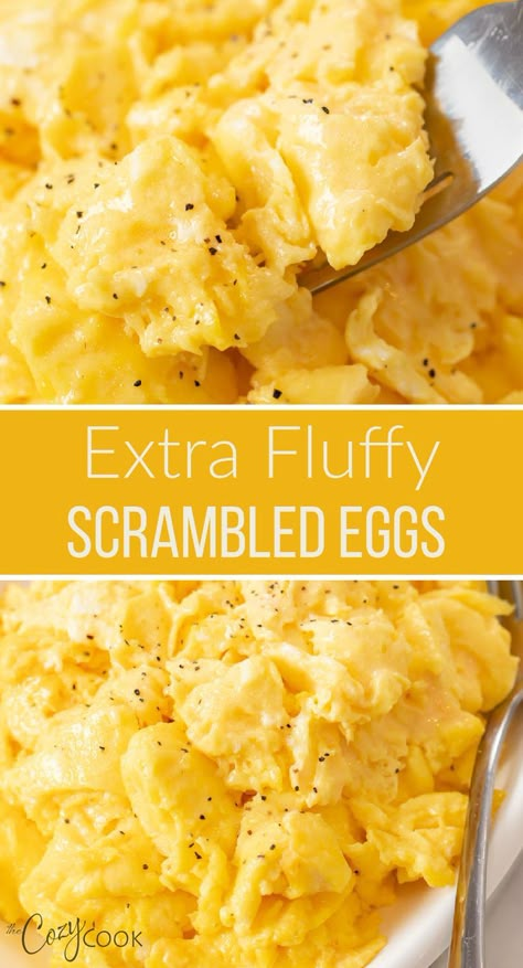 Easy Fluffy Scrambled Eggs, Scrambled Egg With Cheese, Fluffy Eggs Scrambled Recipes, Quick Easy Egg Breakfast, Easy Scrambled Eggs For One, Ihop Scrambled Eggs, Buttery Scrambled Eggs, Eggs Recipes For Breakfast Easy, The Best Scrambled Eggs Ever