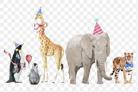 Party Animals Birthday Theme, Animal Party Hats, Animal Party Invitations, Party Animal Birthday, Watercolor Giraffe, Animal Party Decorations, Jungle Thema, Jungle Decorations, Animal Theme Birthday