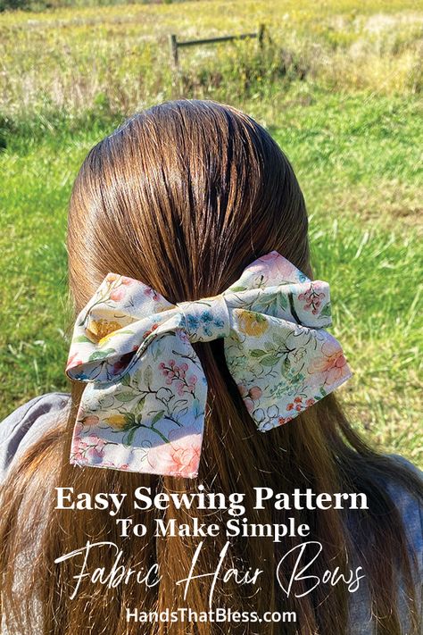 Easy Sewing Pattern To Make Simple Fabric Hair Bows - Hands That Bless How To Make Fabric Hair Bows, Sewing Hair Bows, Hair Bow Sewing Pattern, How To Make A Hair Bow, Sewing Hair Accessories, Hair Bow Pattern, Easy Hair Bows, Tie Dye Tutorial, Large Hair Bow