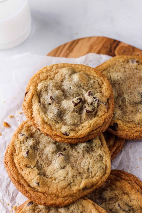 eggless chocolate chip cookies Dessert Recipes Without Eggs, Cookie Recipe Without Eggs, Cookie Recipes Without Eggs, Egg Free Chocolate Chip Cookies, Cookies Without Eggs, Eggless Cookie Recipes, Egg Free Cookies, Eggless Chocolate Chip Cookies, Dark Chocolate Chip Cookies