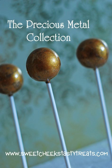 {BRONZE} Metallic Cake Pops! Metallic Cake, Baby Shower Party Ideas, Sweet Cake, The Little Things In Life, Shower Party Ideas, Sweet Cheeks, Melted Chocolate, Little Things In Life, Cake Balls