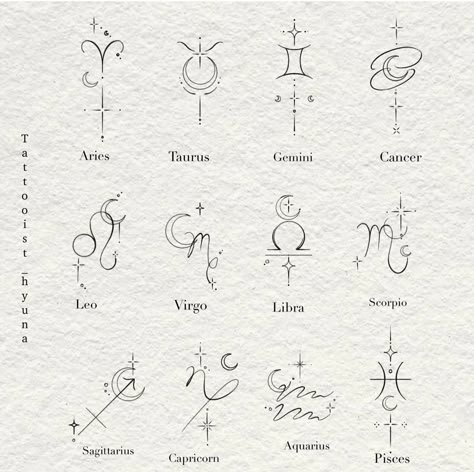 Fineline Tattoo Design, Zodiac Signs Tattoos, Zodiac Sign Tattoo, Aquarius Scorpio, Aries Capricorn, Sagittarius Leo, Virgo Taurus, Astrology Tattoo, Horoscope Tattoos