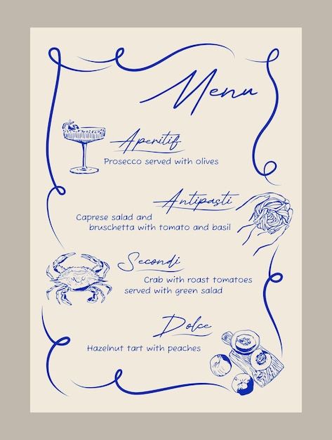 Vector elegant anniversary dinner menu t... | Premium Vector #Freepik #vector Dinner Party Menu Handwritten, Vintage Menu Design Ideas, Card Menu Design, Dinner Party Menu Design Ideas, Diy Dinner Menu Cards, New Years Menu Design, Elegant Dinner Invitation, Dinner Party Menu Card, Course Menu Design