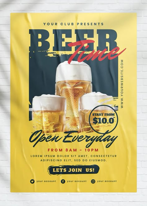 Beer Promotion Design, Poster Promotion Design Ideas, Beer Ads Design, Builders Ads, Beer Promotion Poster, Promotion Ads Design, Bar Poster Design, Promotion Design Ideas, Beverage Promotion