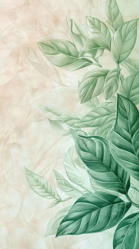 Wallpaper Leaf sketch leaf backgrounds. | free image by rawpixel.com / MParamet Leaf Background Wallpapers, Leaf Wallpaper Bedroom, Green Leaves Illustration, Green Floral Background, Leaf Sketch, Minimalist Iphone Wallpaper, Colorful Fabric Patterns, Foliage Background, Leaf Print Art