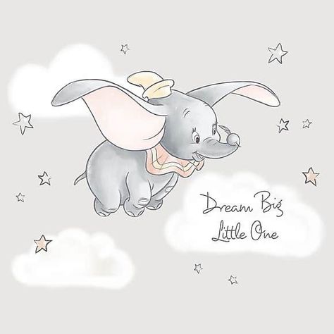 Pink Elephant Drawing, Dumbo Illustration, Disney Dumbo Art, Dumbo Wallpaper, Dumbo Art, Dumbo Nursery, Disney Baby Rooms, Kids Wall Mural, Dumbo Disney