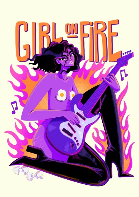 Girl on Fire on Behance Fire Illustration Design, Fire Art Drawing, Fire Illustration, Cool Illustration, Learn Design, Feminism Art, Graphic Design Jobs, Fire Design, Graphic Design Cards