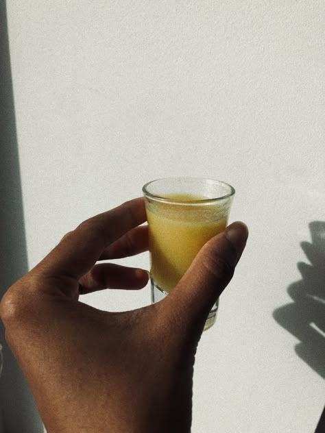 Acv Drink Aesthetic, Juice Shots Aesthetic, Ginger Shot Aesthetic, Wellness Shots Aesthetic, Ginger Shots Aesthetic, Morning Shots Healthy, Ginger Moodboard, Energized Aesthetic, Healthy Drinks Aesthetic