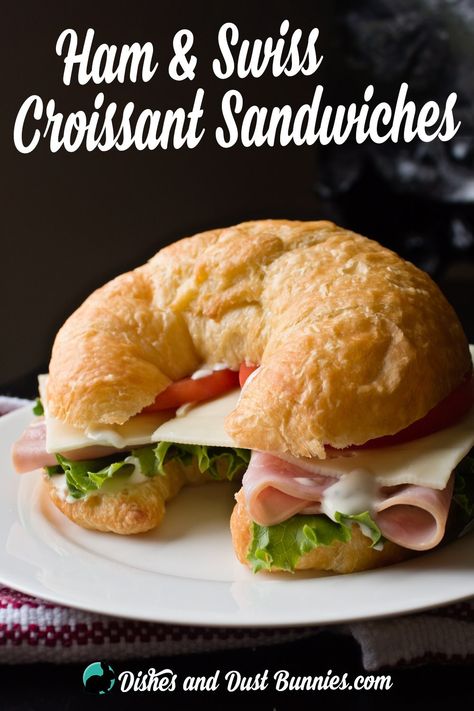 Shower Menu Ideas Lunches, Bridal Shower Menu Ideas Lunches, Ham And Swiss Croissant, Crossaint Sandwich, Bridal Shower Menu Ideas, Shower Menu Ideas, Ideas For Bridal Shower, Croissant Sandwiches, Sandwich Wraps Recipes