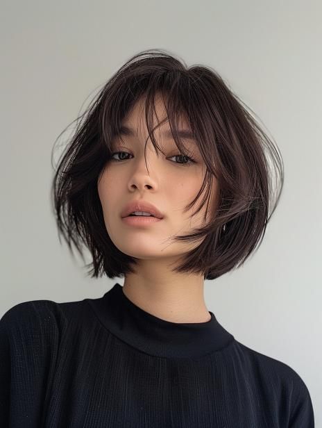 French Bob Haircut 2024: Chic, Modern Styles for Every Occasion Asian Hairstyles Women Short, Short Hair With Bangs Bob, Bob Haircut Inspiration, Sharp Bob Haircut With Fringe, Very Short Haircut For Women, French Bob Side Bangs, Curtain Bangs French Bob, Edgy French Bob, French Bob With Side Bangs