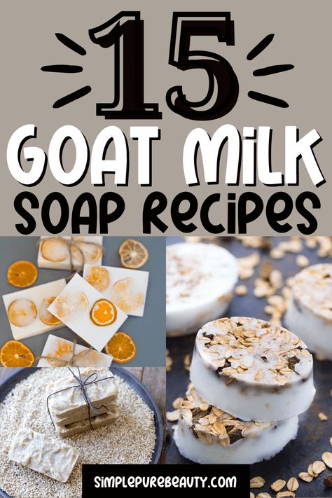 Looking for a luxurious, creamy soap you can make at home? Try one of these 15 goat milk soap recipes. From oatmeal and orange cream to lavender and candy corn, there's a scent (and color!) for everyone. You can choose to make your goat milk soap from scratch or use a goat milk soap base. Either way, you'll end up with a beautiful, moisturizing bar of soap you can be proud of. Easy Goat Milk Soap Recipe, Diy Goat Milk Soap, Goat Milk Soap Recipe, Milk Soap Recipe, Homemade Goat Milk Soap, Goat Soap, Natural Soaps Recipes, Pumpkin Spice Soap, Goat Milk Recipes