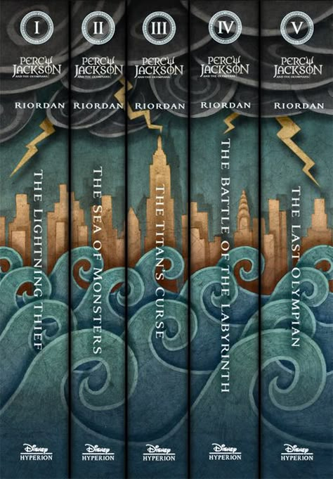 "Putting the PJO covers in one massive mural of epicness. And yes, even the spines go together!" Lightning Thief, Box Set Books, The Olympians, The Lightning Thief, The Lightning, The Heroes Of Olympus, Rick Riordan Books, Percy Jackson Books, Percy Jackson Fandom