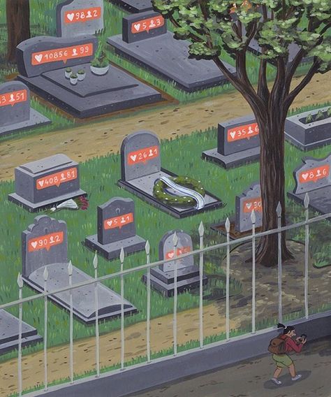 addiction-to-social-media-illustrations-brecht-vandenbroucke-18 Satirical Illustrations, Social Media Art, Meaningful Pictures, Social Art, Deep Art, Meaningful Art, Powerful Images, Wow Art, Caricatures