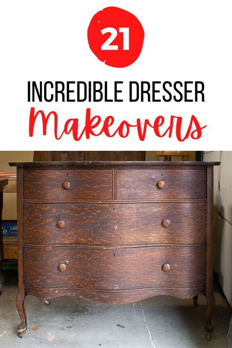 Do you love to upcycle furniture? check out these painted dresser makeovers if you're decorating on a budget. These before and after dresser upcycled are perfect for decorating your bedroom or dining room on a budget. #hometalk Vintage Dresser Redo, Dresser Makeover Ideas, Refinished Bedroom Furniture, Recycled Dresser, Wood Dressers Makeover, Modern Dresser Makeover, Vintage Dresser Makeover, Decorating Your Bedroom, Dresser Makeovers