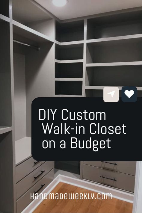 You can build the closet of your dreams for less that you think when you DIY and use IKEA drawers. Find out how in our extremely detailed step by step DIY walk in closet tutorial. How To Build Closet System, Diy Closet System With Doors, Diy Closet Shelving System, Walk In Closet Ideas With Dresser, Affordable Walk In Closet Ideas, Ikea Closet Hacks Walk In, Ikea Closet System Walk In, Building A Closet Organizer, How To Design A Walk In Closet