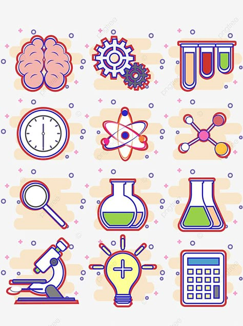 Science Related Images, Science Equipment Drawing, Science Icons Symbols, Elements Of Chemistry, Science Notebook Cover Ideas Aesthetic, Science Pictures Art, Science Png Aesthetic, Science Aesthetic Drawing, Science Aesthetic Design